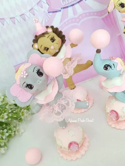 Apliques em Biscuit Circo Rosa