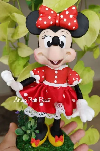 Centro de Mesa Minnie Vermelha em Biscuit