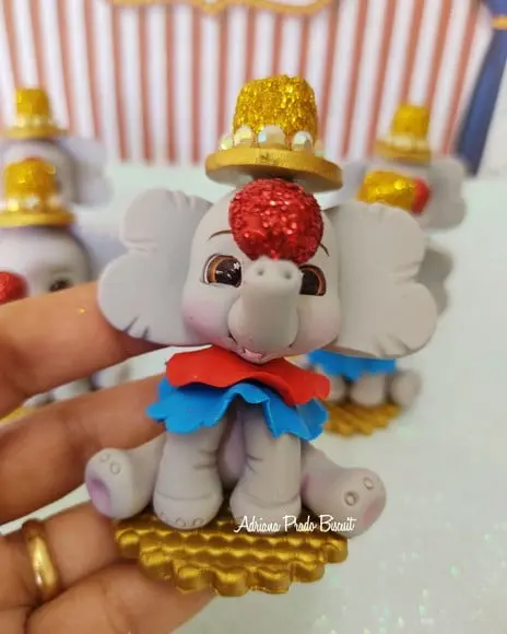 Apliques em Biscuit Elefantinho Circo