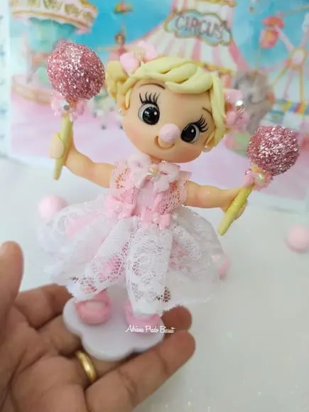Apliques em Biscuit Circo Rosa