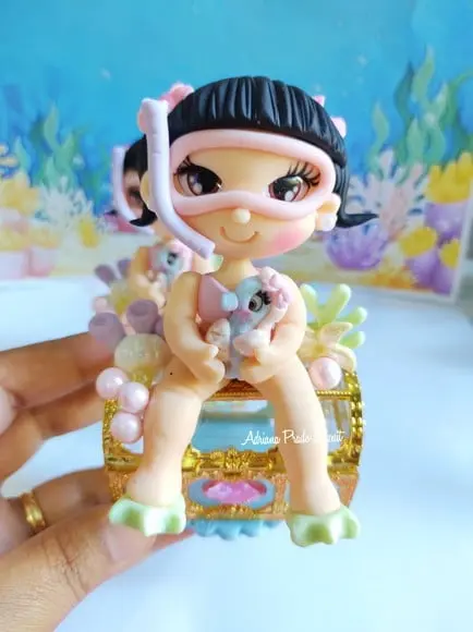 Mergulhadora em Biscuit no Baú