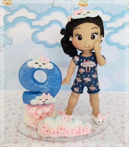 Topo de Bolo em Biscuit Personalizado Festa do Pijama