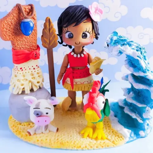 Topo de Bolo Moana em Biscuit