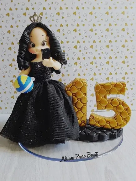 Topo de Bolo em Biscuit 15 Anos