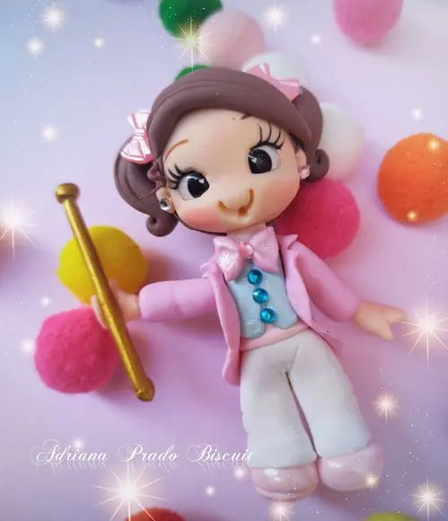 Aplique Apresentadora em Biscuit Circo Rosa
