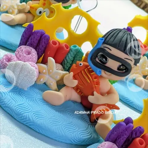 Porta Recado em Biscuit Fundo do Mar