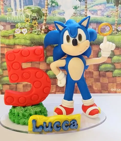 Topo de Bolo Personalizado Sonic