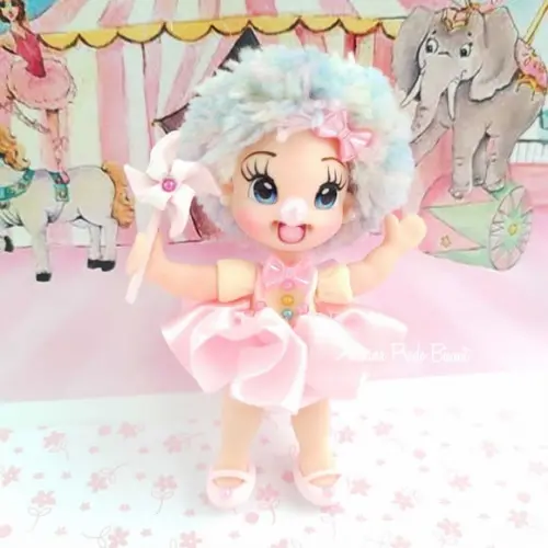 Apliques Palhacinha Pompom em Biscuit