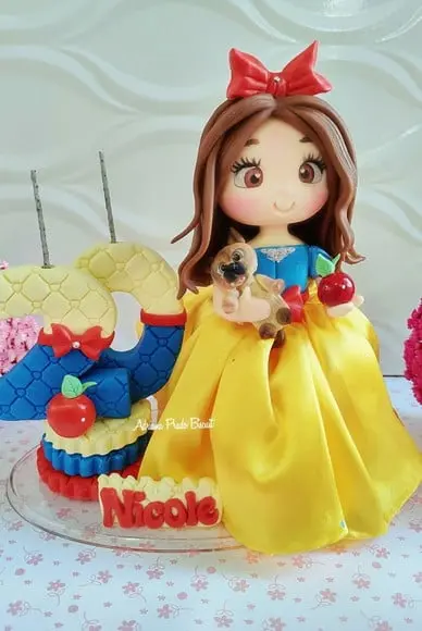 Topo de Bolo Biscuit Branca de Neve