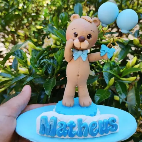 Topo de Bolo em Biscuit Iscuit Ursinho