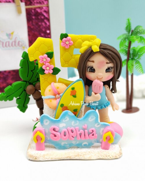 Vela em biscuit Pool Party