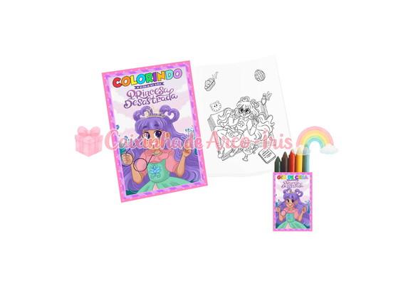 Livro de Colorir com Giz de Cera Diário Princesa Desastrada