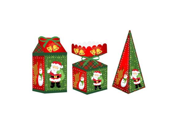 Caixa Milk / Meia Bala / Pirâmide - Natal Papai Noel