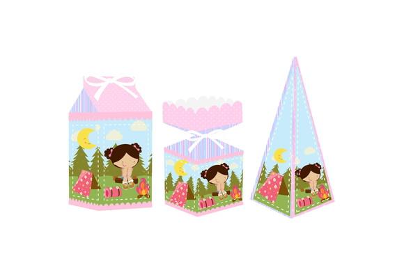 Caixa Milk / Meia Bala / Pirâmide - Acampamento Menina