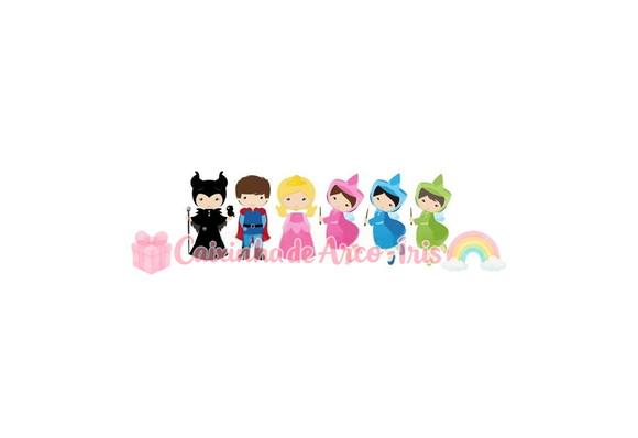 100 Mini Apliques 3,5cm: Bela Adormecida Cute