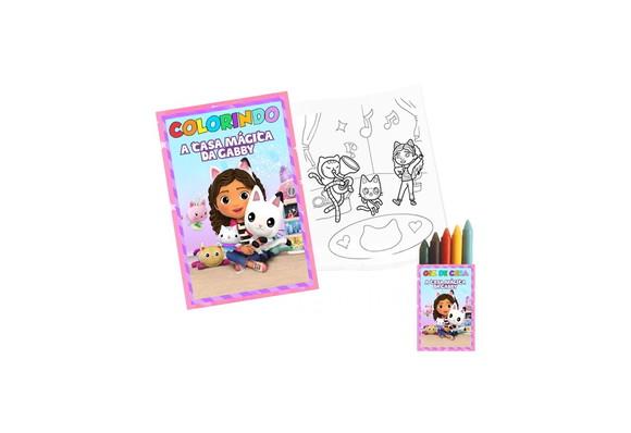 Livro de Colorir com Giz de Cera - Casa Mágica da Gabby