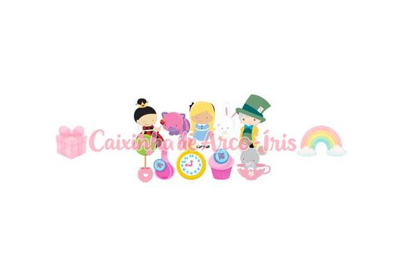 100 Mini Apliques 3,5cm: Alice no País das Maravilhas