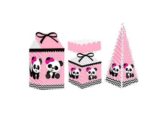 Caixa Milk / Meia Bala / Pirâmide - Panda Menina