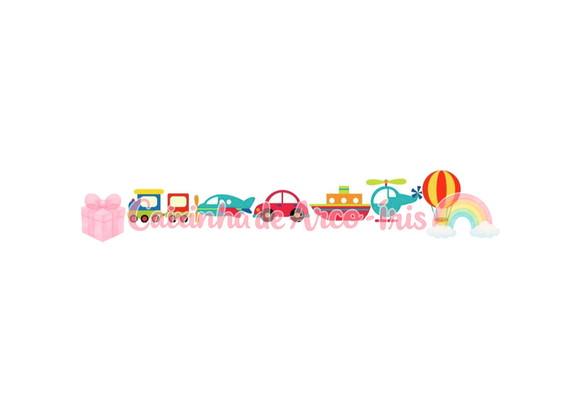 100 Mini Apliques 3,5cm: Meios de Transporte