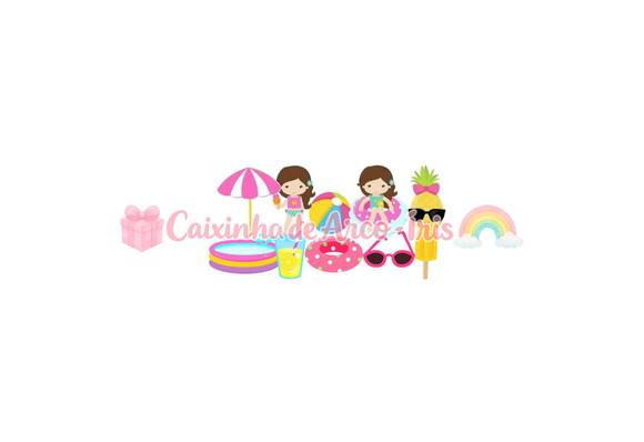 100 Mini Apliques 3,5cm: Pool Party Menina