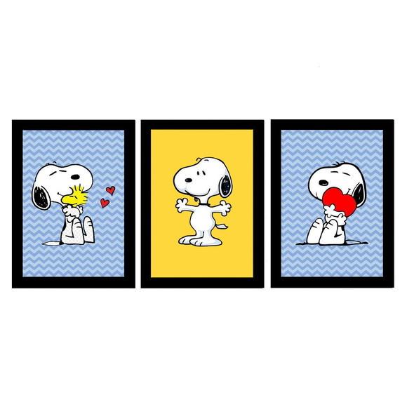3 Quadros com Moldura - Snoopy