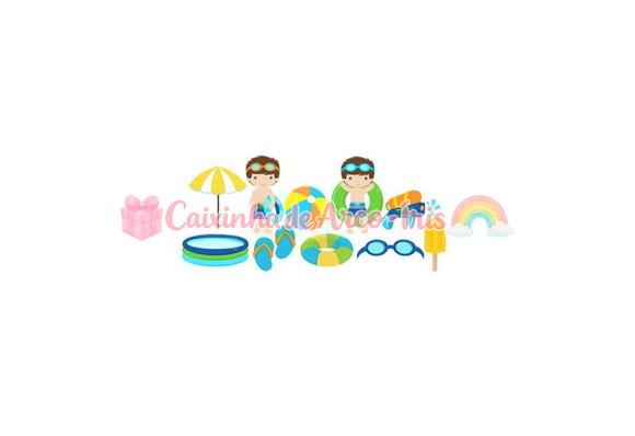 100 Mini Apliques 3,5cm: Pool Party Menino
