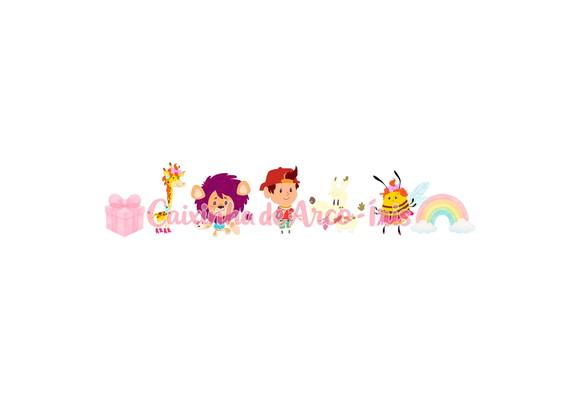 100 Mini Apliques 3,5cm: Kamalu e Sua Turma