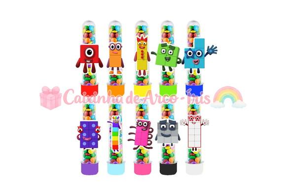 Tubetes com Apliques 3d: Numberblocks