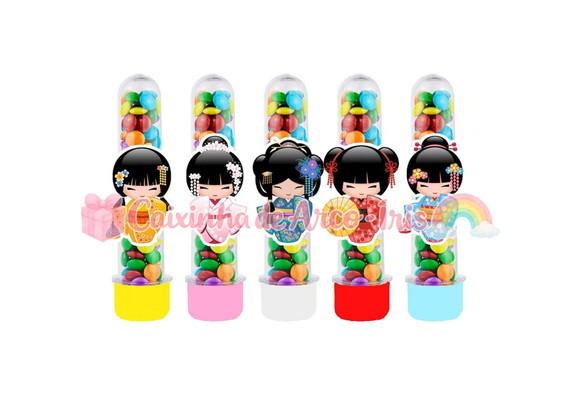 Tubetes com Apliques 3d: Kokeshi