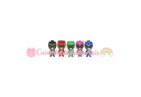 100 Mini Apliques 3,5cm: Power Rangers Dino Super Charge