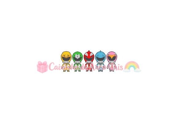 100 Mini Apliques 3,5cm: Power Rangers