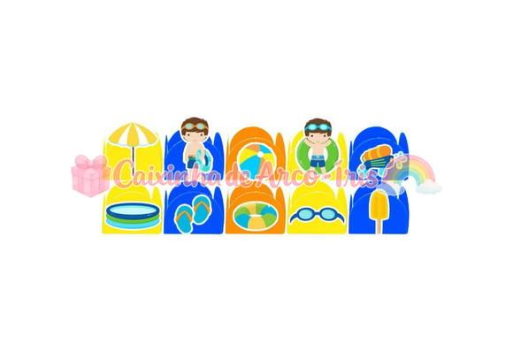100 Forminhas / Toppers: Pool Party Menino