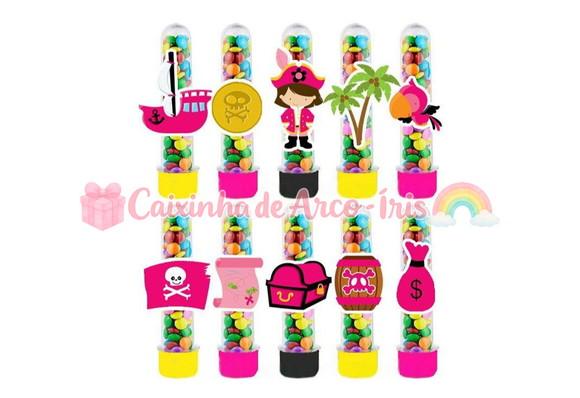 Tubetes com Apliques 3d: Pirata Menina