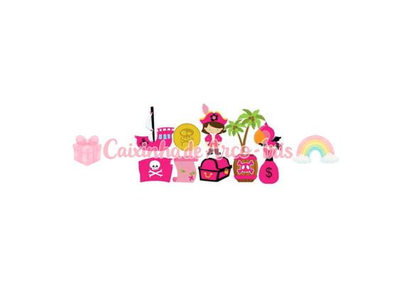 100 Mini Apliques 3,5cm: Pirata Menina