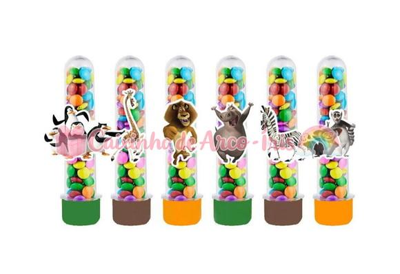 Tubetes com Apliques 3d: Madagascar