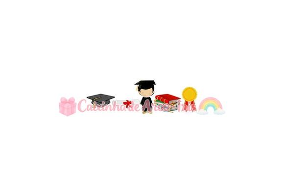 100 Mini Apliques 3,5cm: Formatura Menino