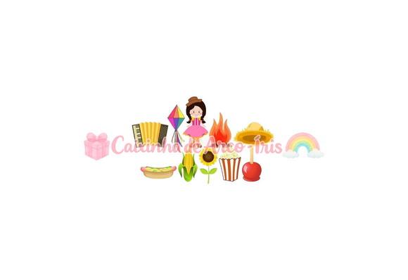 100 Mini Apliques 3,5cm: Festa Junina Menina