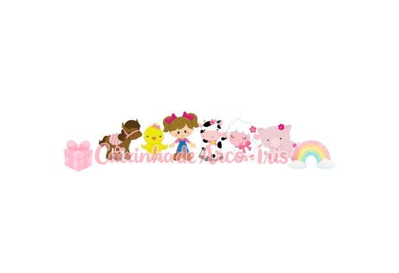 100 Mini Apliques 3,5cm: Fazendinha Menina