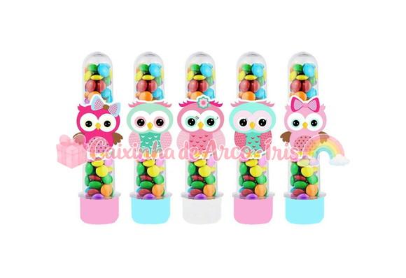 Tubetes com Apliques 3d: Corujinha