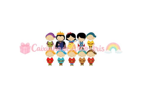 100 Mini Apliques 3,5cm: Branca de Neve Cute
