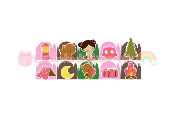 100 Forminhas / Toppers: Acampamento Menina