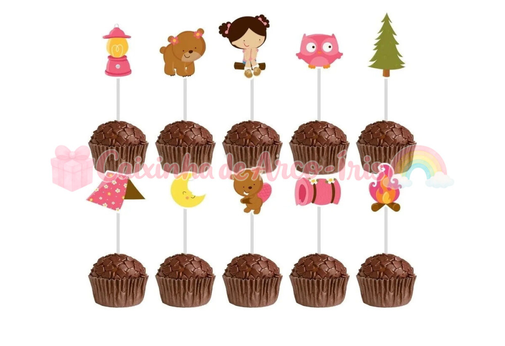 100 Forminhas / Toppers: Acampamento Menina