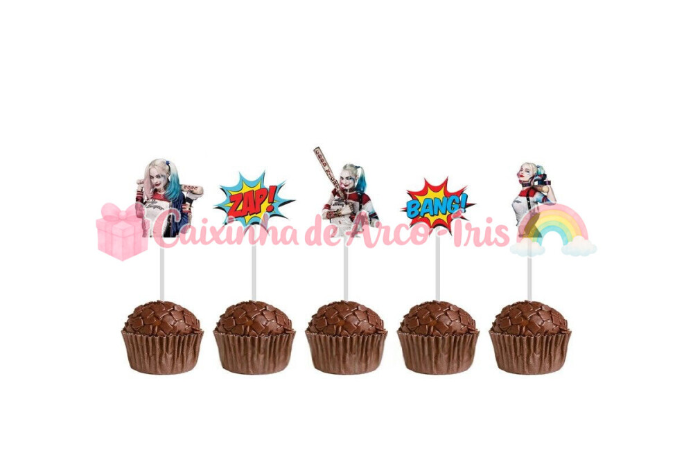 100 Forminhas / Toppers: Arlequina