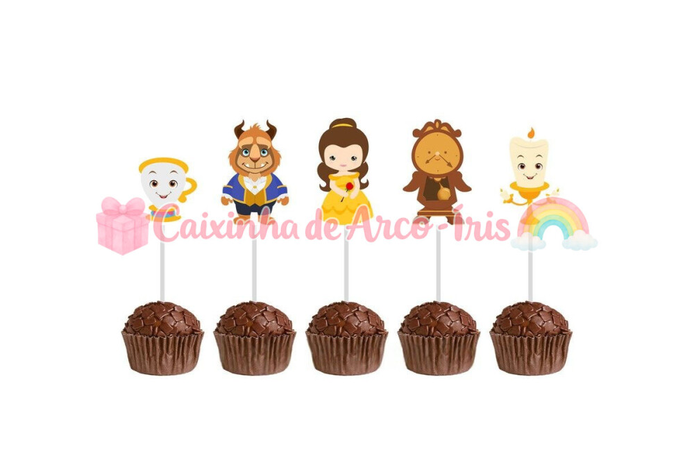 100 Forminhas / Toppers: Bela e a Fera Cute