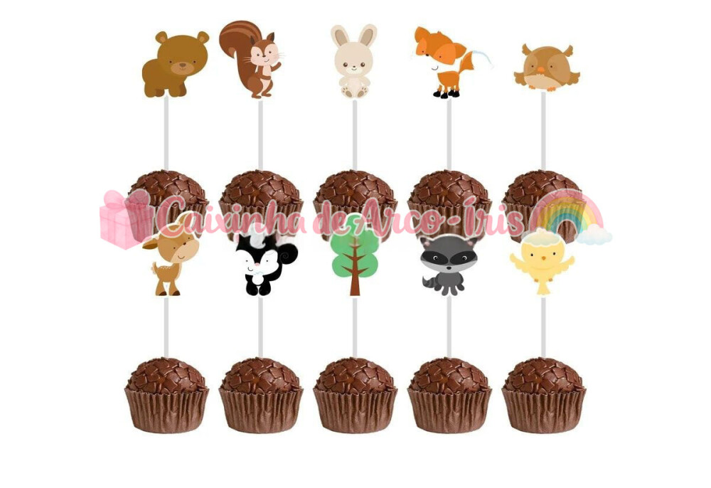 100 Forminhas / Toppers: Bosque