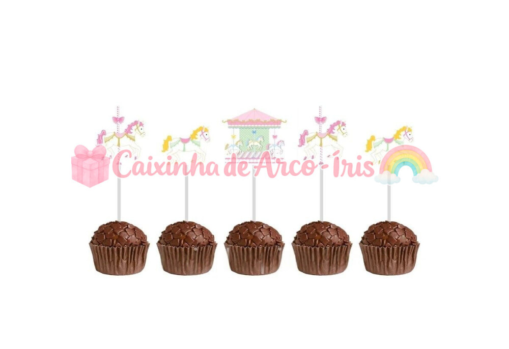 100 Forminhas / Toppers: Carrossel Encantado