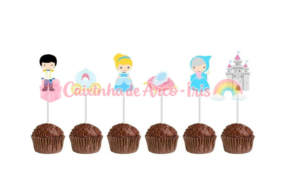 100 Forminhas / Toppers: Cinderela Cute