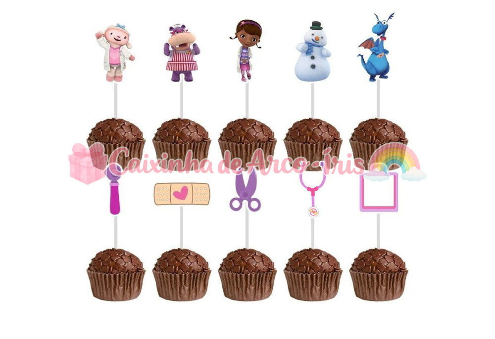 100 Forminhas / Toppers: Doutora Brinquedos