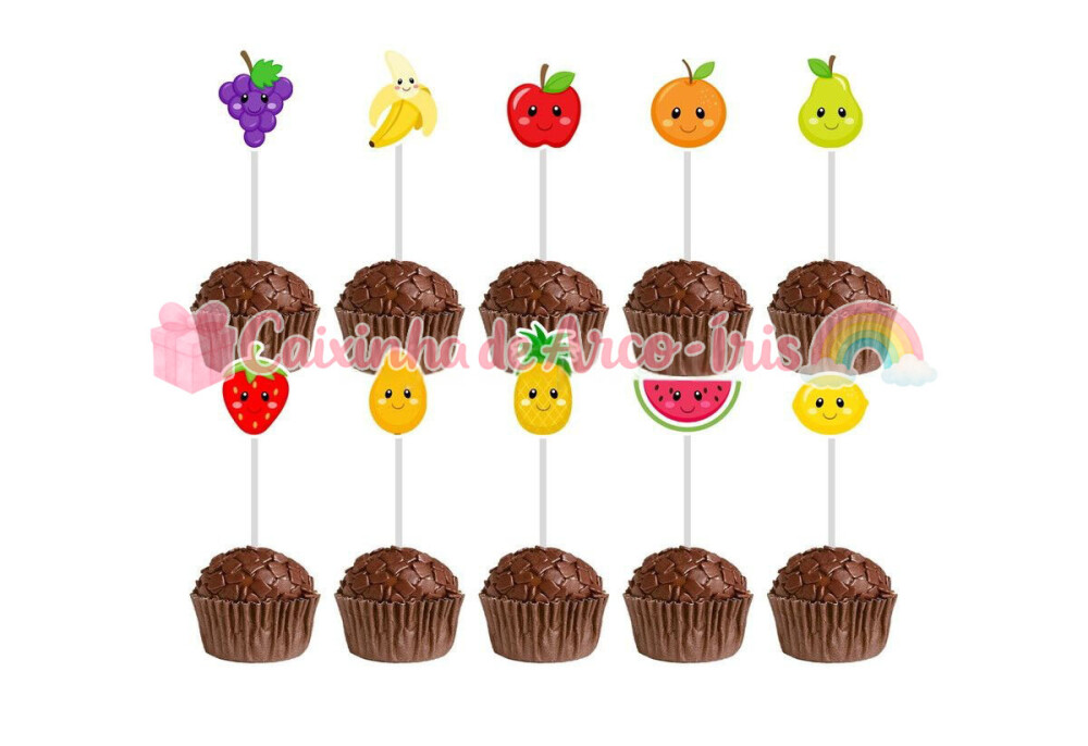 100 Forminhas / Toppers: Frutinhas Quitandinha