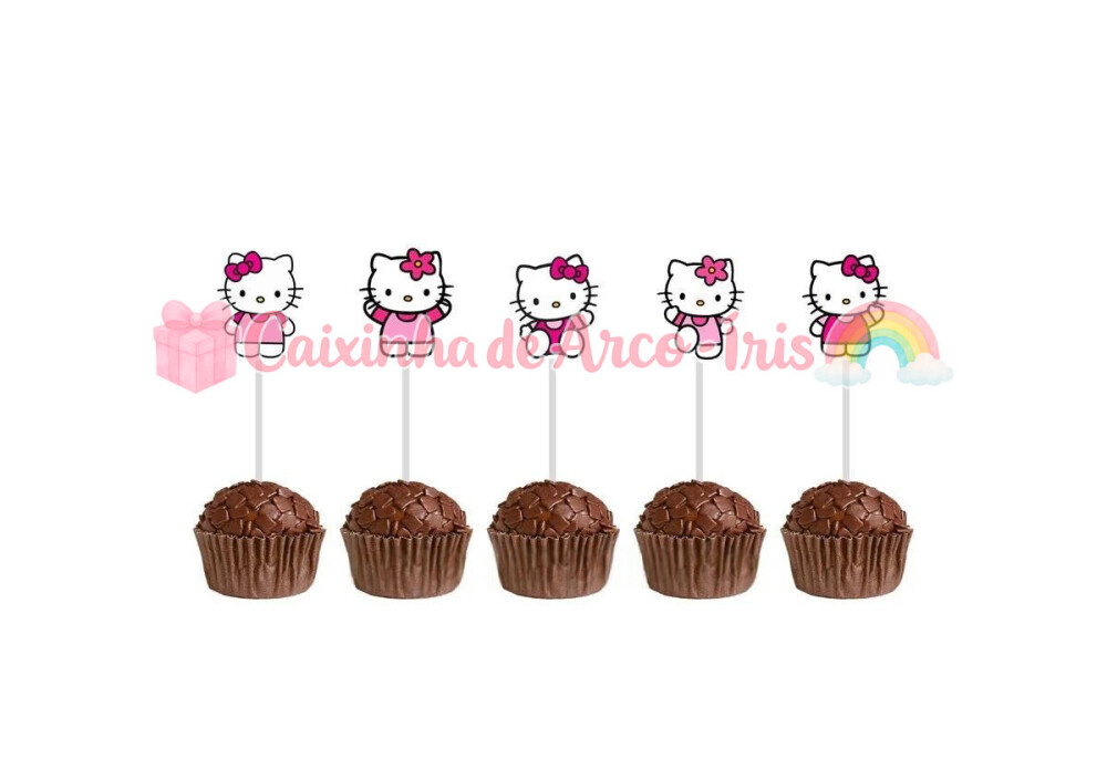 100 Forminhas / Toppers: Hello Kitty